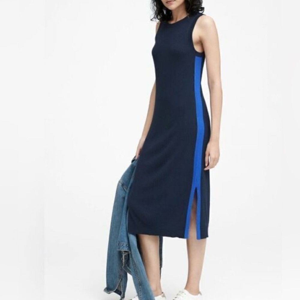 Banana Republic Elegant Black and Blue Women's Dress